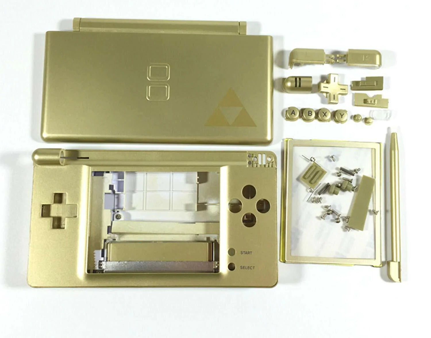 Replacement Housing for Nintendo DS Lite Glass Lens Shell Gold Zelda Triforce