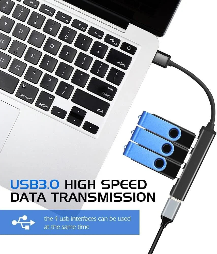 USB-C Type C to USB 3.0 4 Port Hub Splitter for PC Phone Mac Ipad Macbook Pro