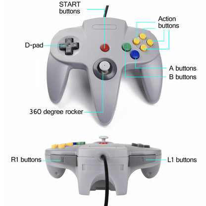 New Wired Controller Joystick Compatible with Nintendo 64 N64 Video Game Console